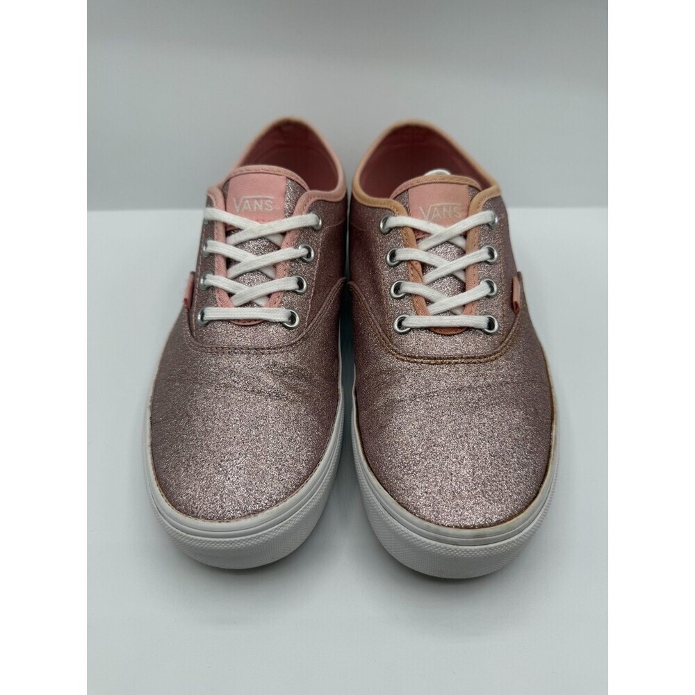 Vans Authentic Rose Gold Glitter Sneakers Women's Size 8 Pink Metallic Lace Up S